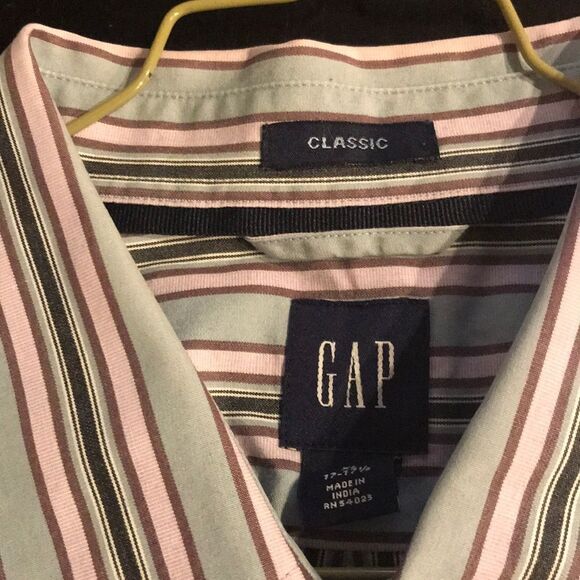 Gap gray/plum/pink stripe shirt, XL 17-17 1/2 - Picture 6 of 6